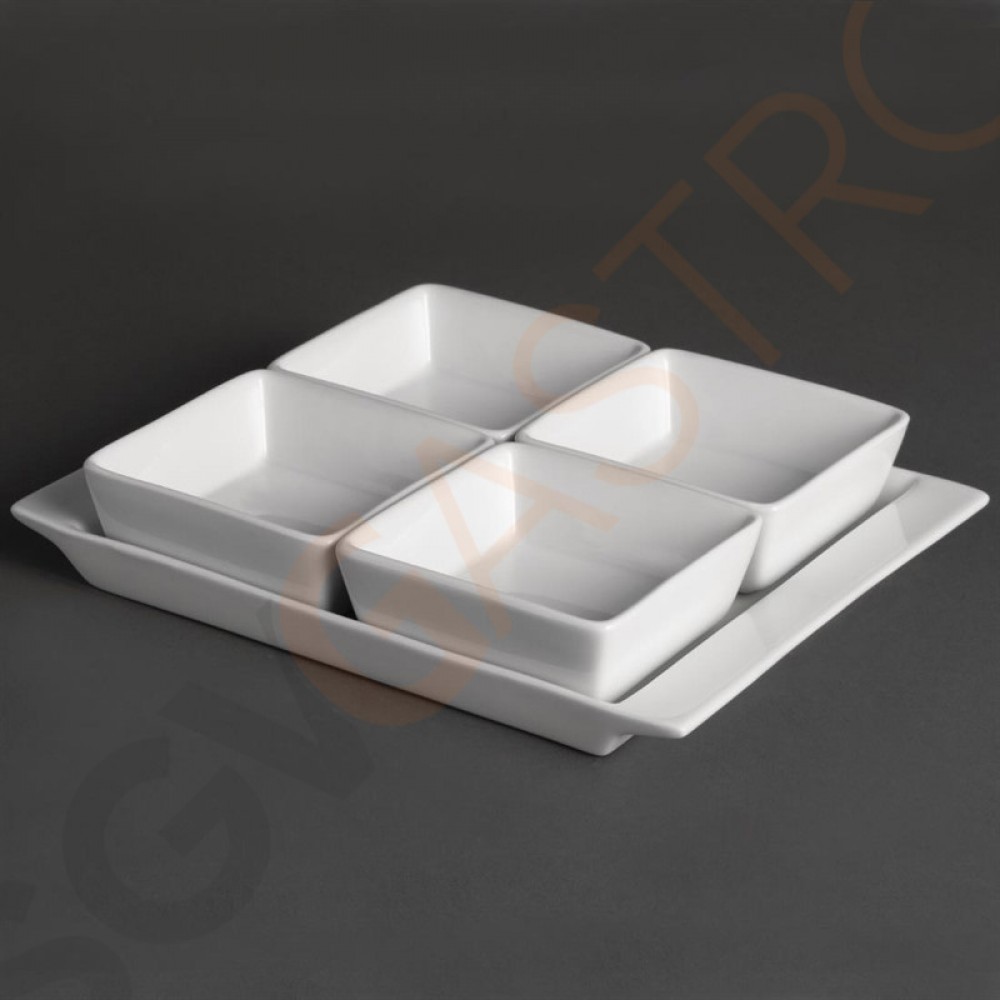 Olympia Whiteware Servierschale mit 4 Schälchen 2 Sets | 21,5 x 17cm | Porzellan Olympia Whiteware Servierschale mit 4 Schälchen 2 Sets | 21,5 x 17cm | Porzellan