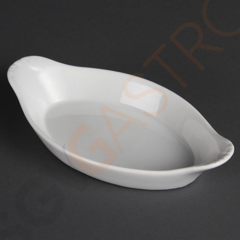 Olympia Whiteware ovale Gratinschalen weiß 20,4 x 11,5cm W441 | 3(H) x 20,4(B) x 11,5(T)cm | 6 Stück Olympia Whiteware ovale Gratinschalen weiß 20,4 x 11,5cm W441 | 3(H) x 20,4(B) x 11,5(T)cm | 6 Stück